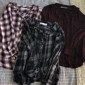 3 time and tru plaid blouses SZ L